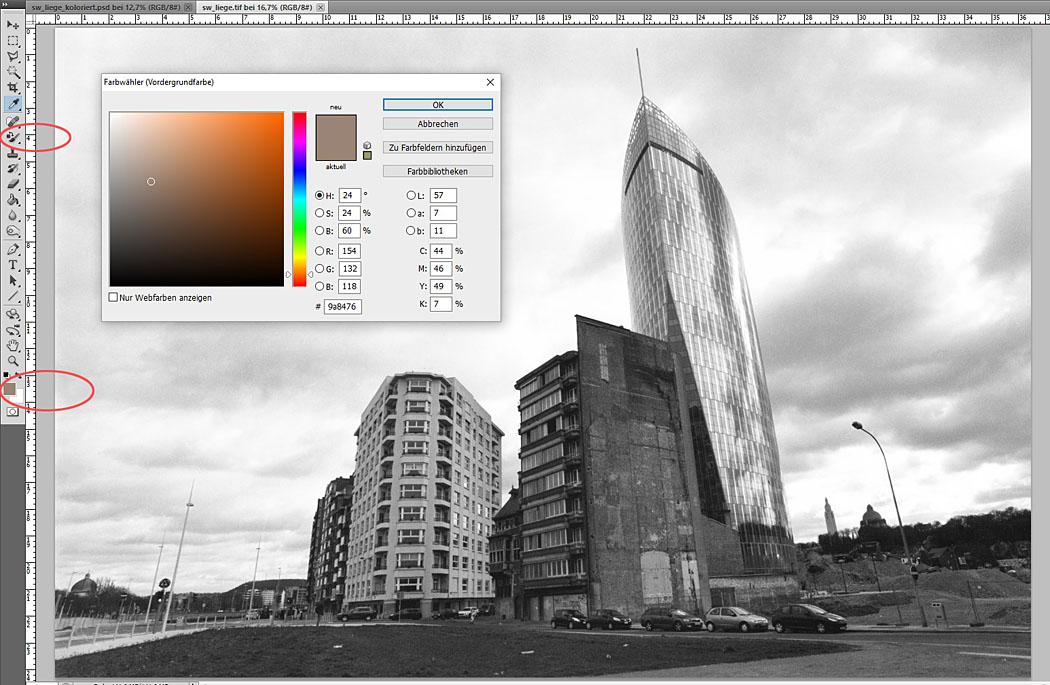 Schwarzweissbilder kolorieren mit Photoshop - Farbe ersetzen Werkzeug - Anfang